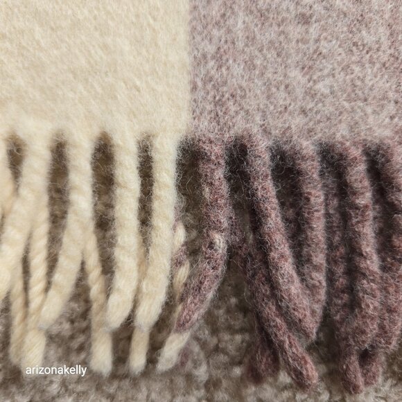 Wool Scarf Neutral Colors Stripe - Picture 8 of 13